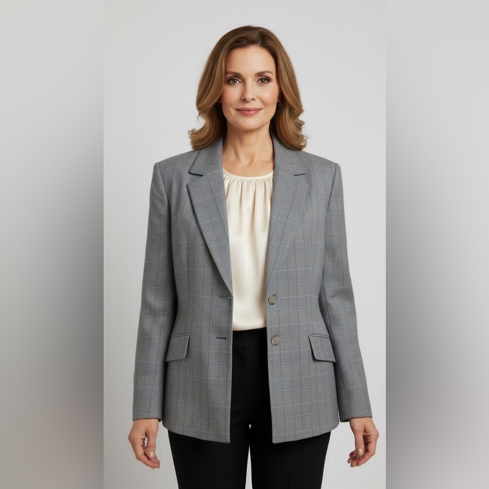 Pendleton Women's Gray Plaid Two Button Blazer 16… - image 1